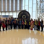 Group photo from the Epistemo school visit to the GMR School of Aviation.