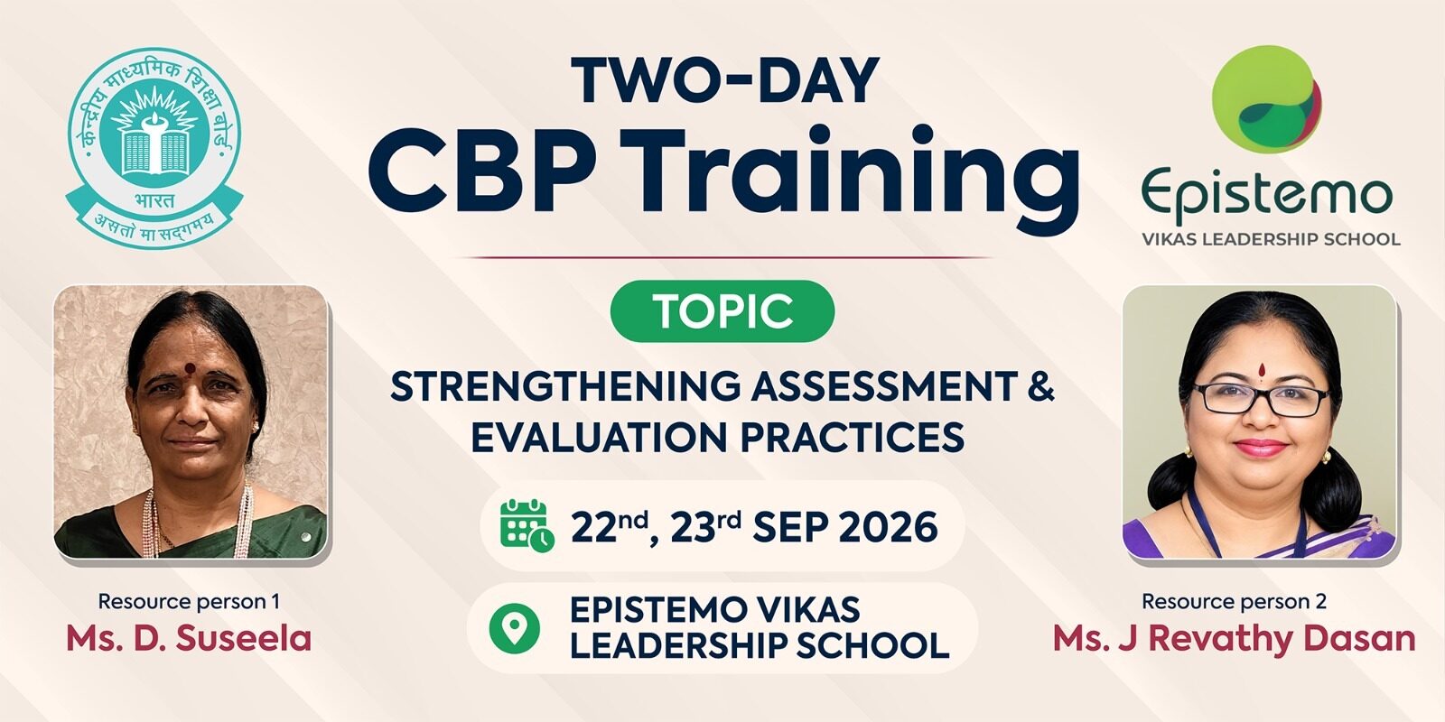 Epistemo Vikas Leadership School Hosts Two-Day CBSE Capacity Building Programme on Strengthening Assessment and Evaluation Practices